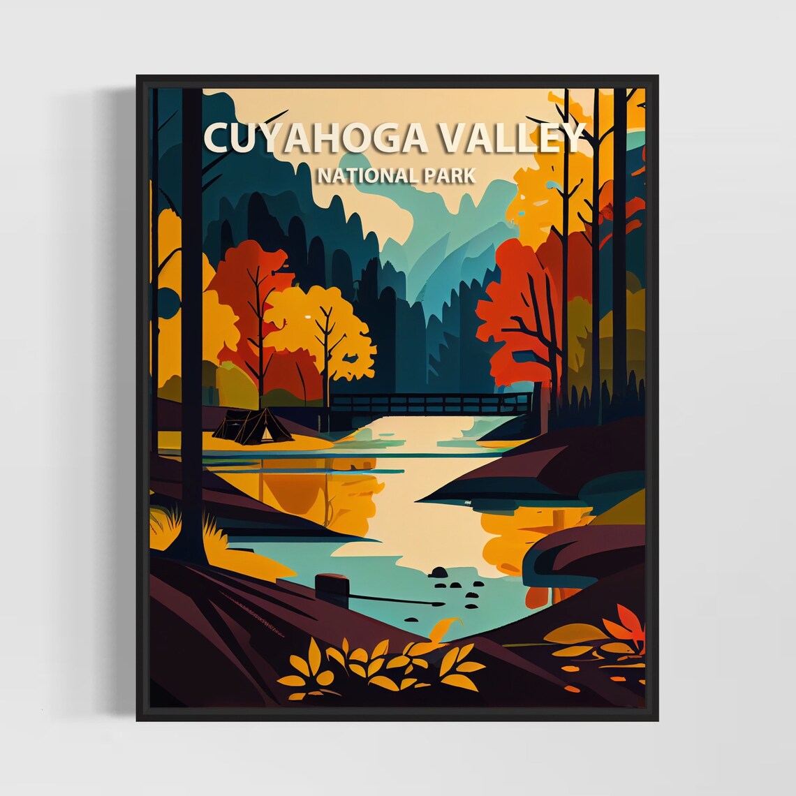 Cuyahoga Valley Park Retro Art Print Cuyahoga Valley Park Illustration Cuyahoga Valley Park Vintage Minimal Design Poster