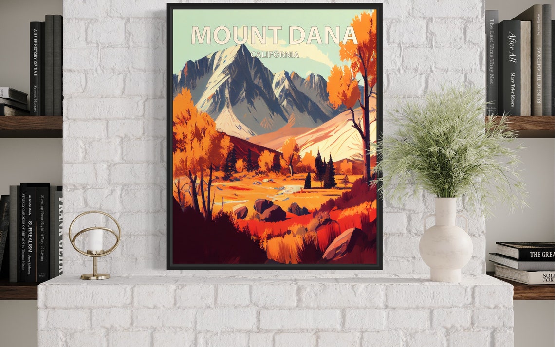 Mount Dana California Alpine Valley Fall Foliage Retro Travel Poster - Image 2