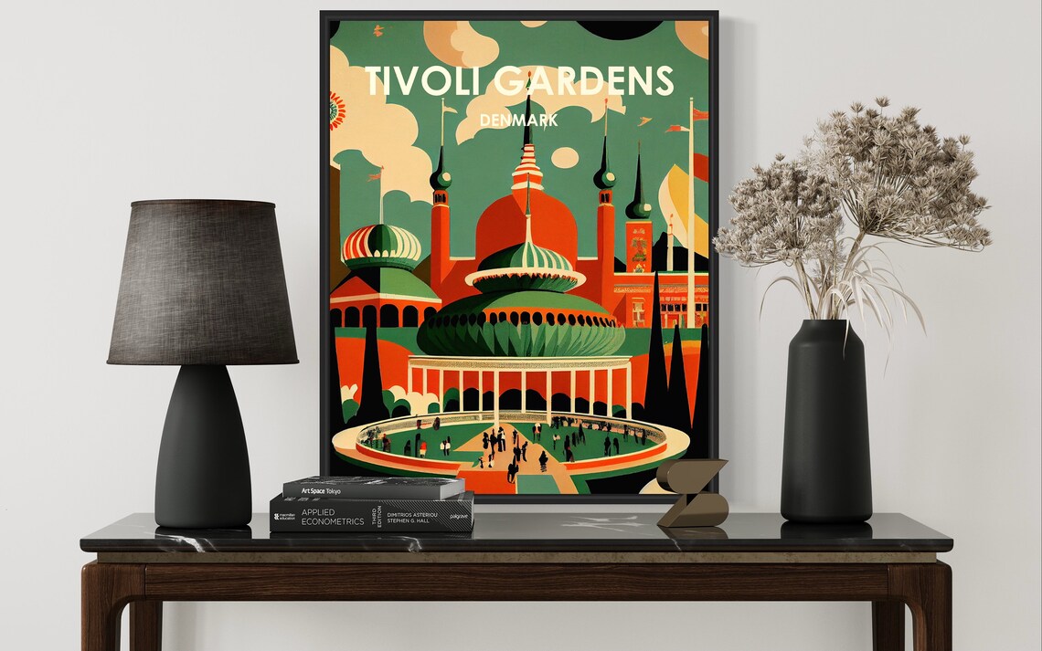 Tivoli Gardens Denmark Amusement Park Retro Illustration Poster - Image 2