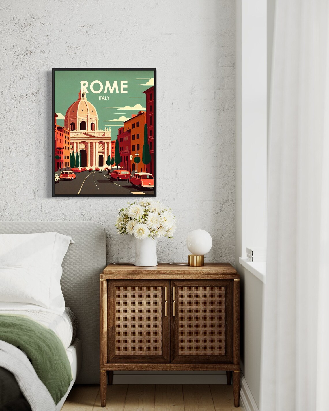 Rome Italy Domed Church Classic Cars Retro City Street Poster - Image 3