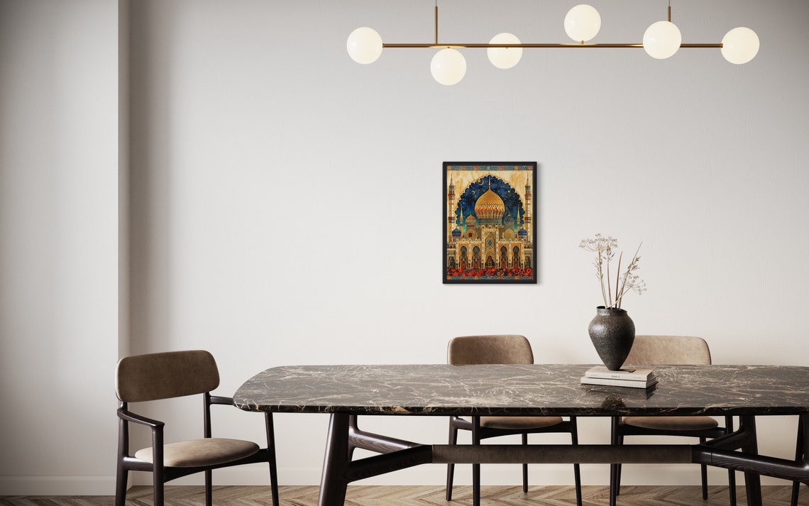 Majestic Golden-Domed Mosque Under a Starry Night Sky Poster - Image 3