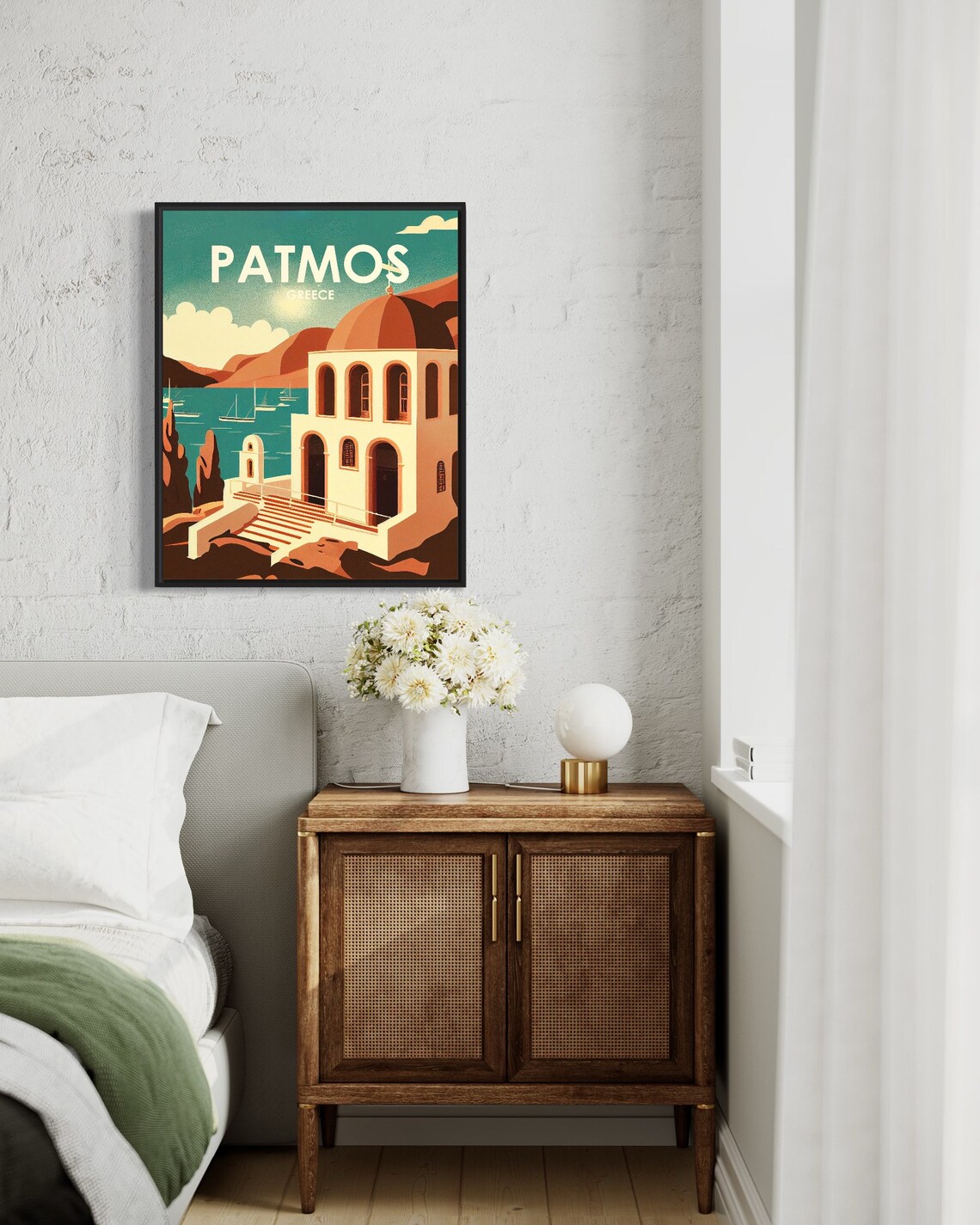 Patmos Greece Monastery Church Seaside Vintage Minimal Travel Poster - Image 3