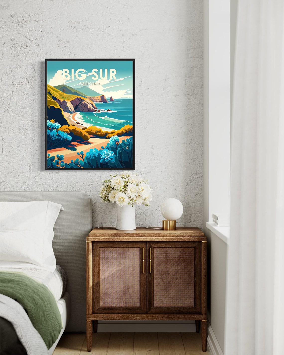 Big Sur California Dramatic Coastal Cliffs Wildflower Poster - Image 2