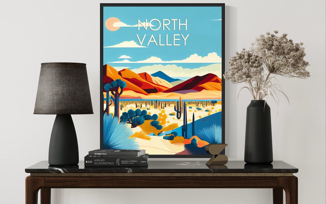 North Valley Desert Mountains Joshua Trees Sunset View Art Poster - Image 3