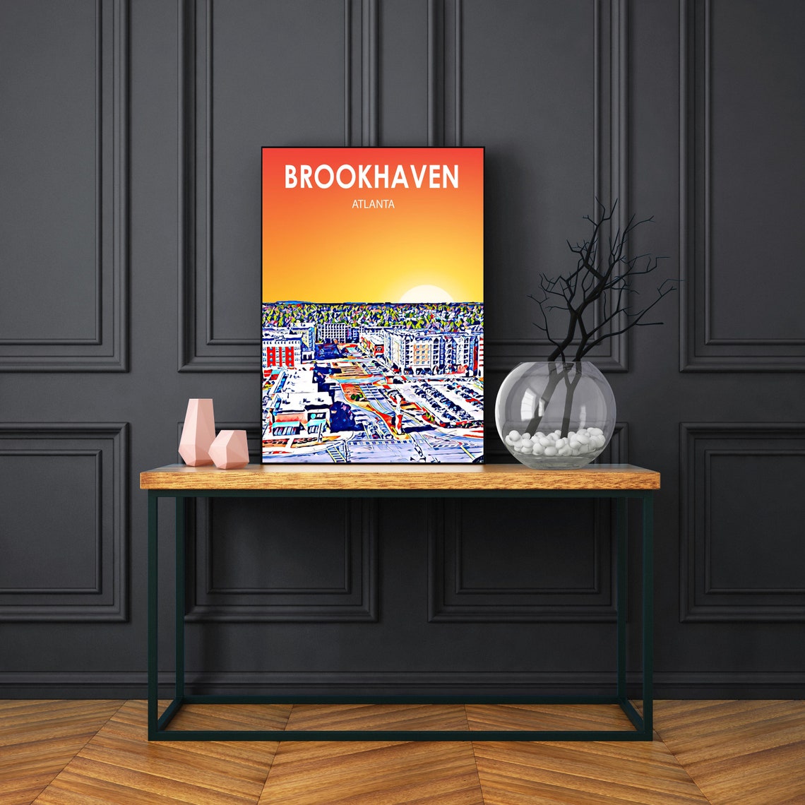 Brookhaven Atlanta Georgia Sunset Cityscape Sketch Art Poster - Image 3