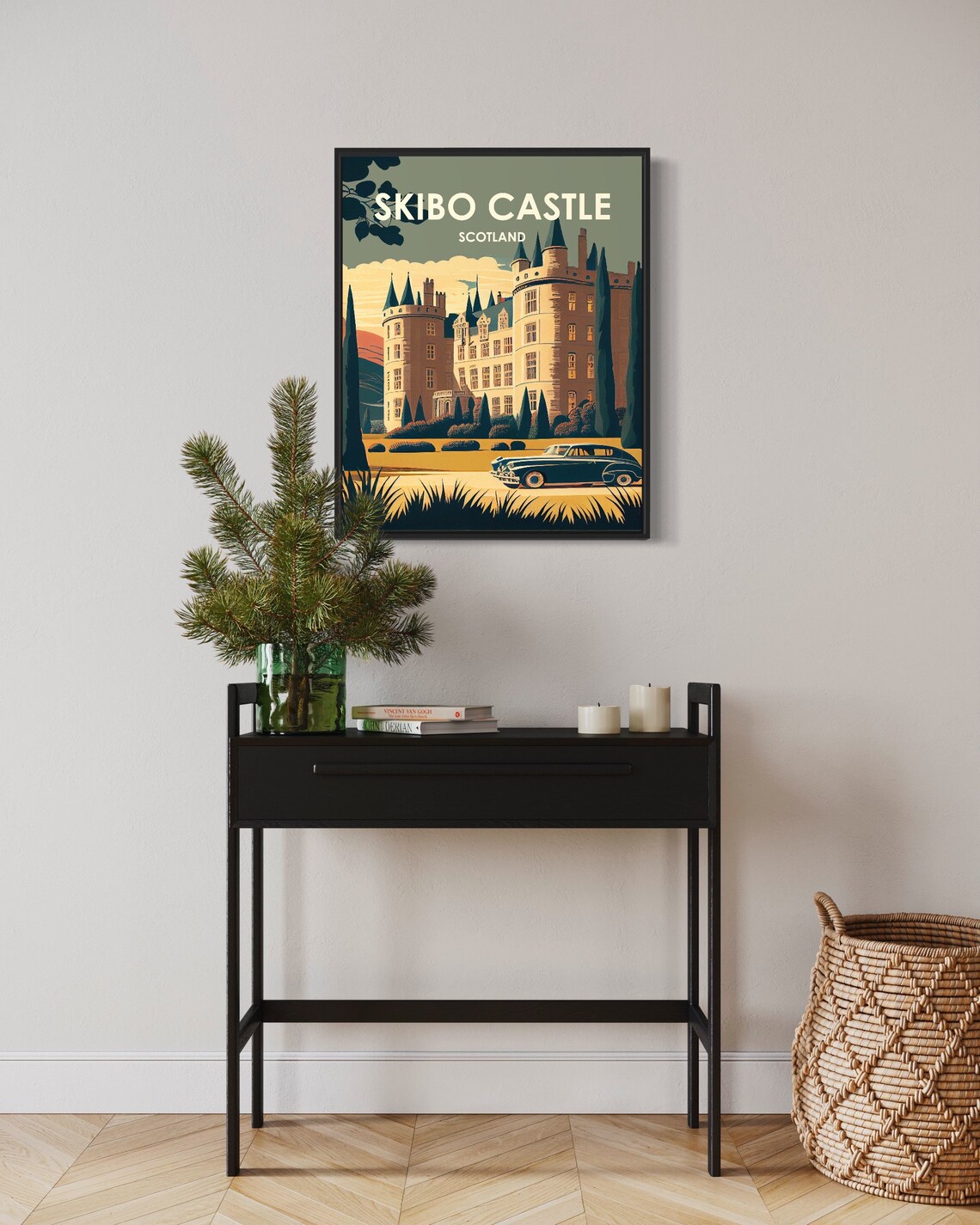 Skibo Castle Scotland Vintage Classic Car Estate Travel Poster - Image 2