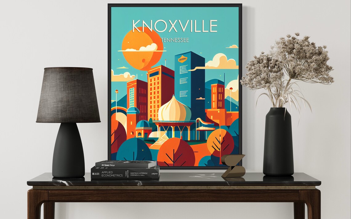 Knoxville Tennessee City Skyline Golden Sunset Retro Travel Poster - Image 3