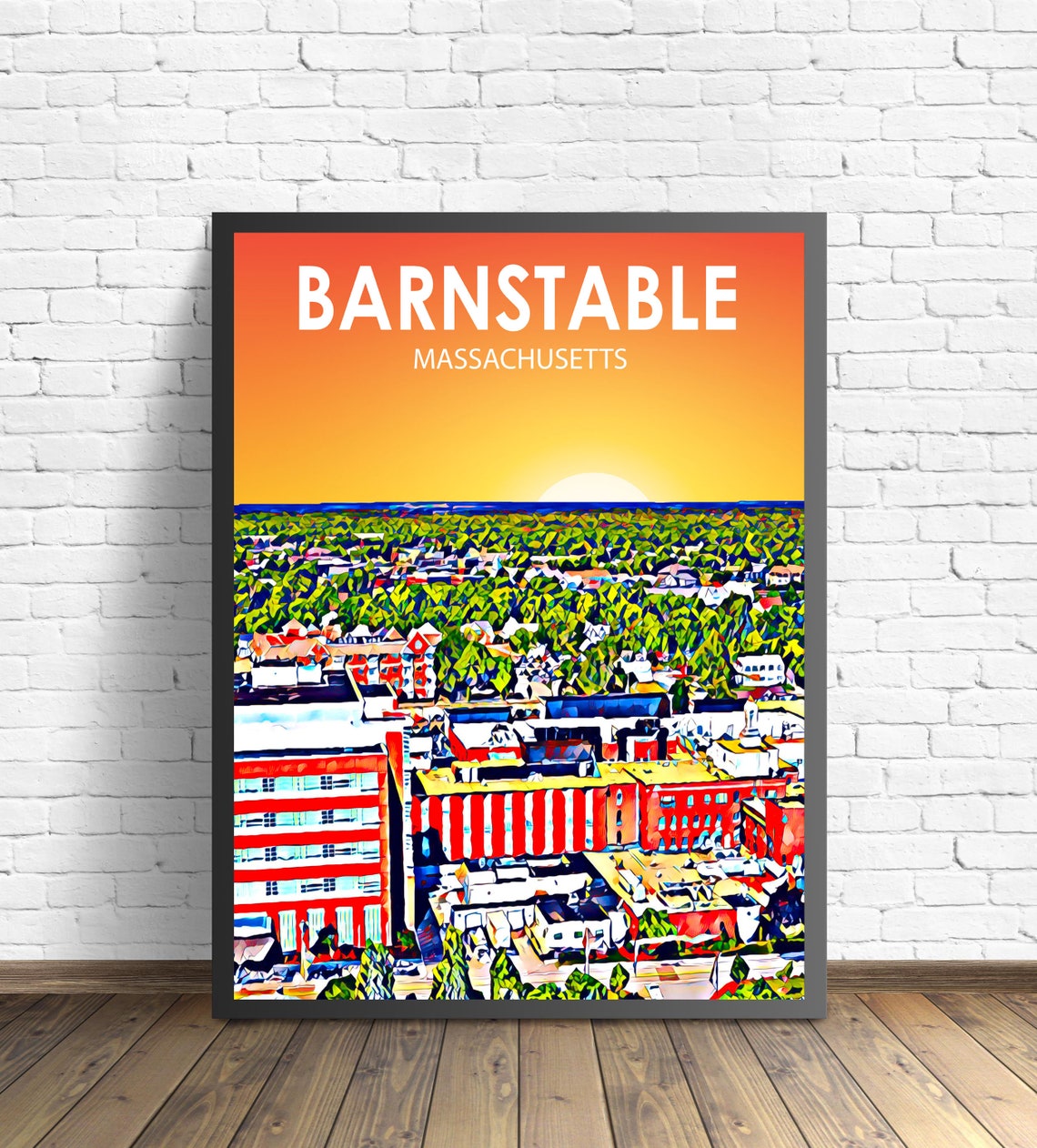 Barnstable Massachusetts Sunset Cape Cod Colorful Skyline Poster