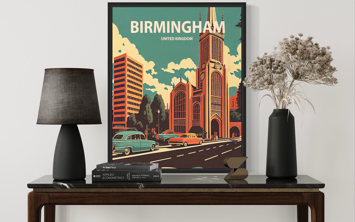 Birmingham United Kingdom Vintage Minimal City Travel Poster Art - Image 3