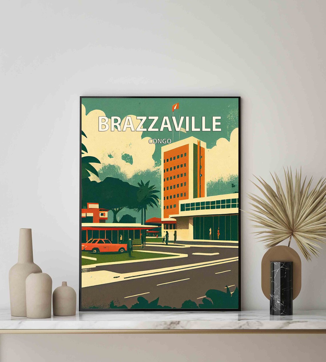 Brazzaville Congo Mid Century Modern City Street Travel Poster - Image 3