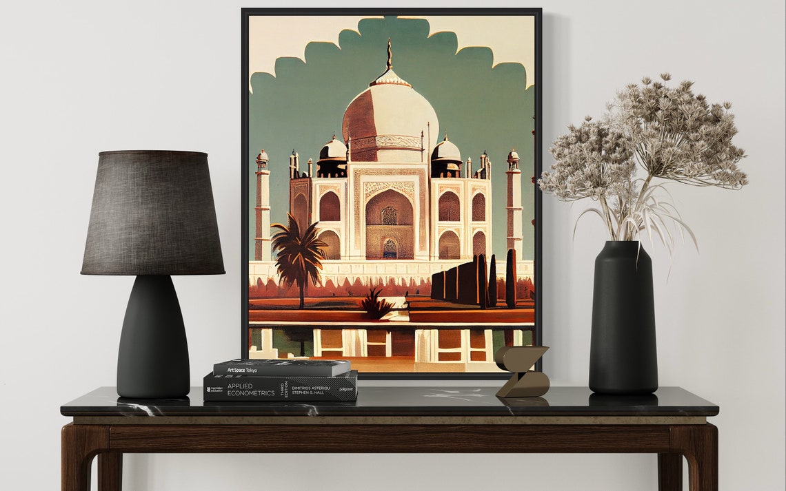 Taj Mahal India Vintage Sunset Dome Landmark Travel Art Poster - Image 3