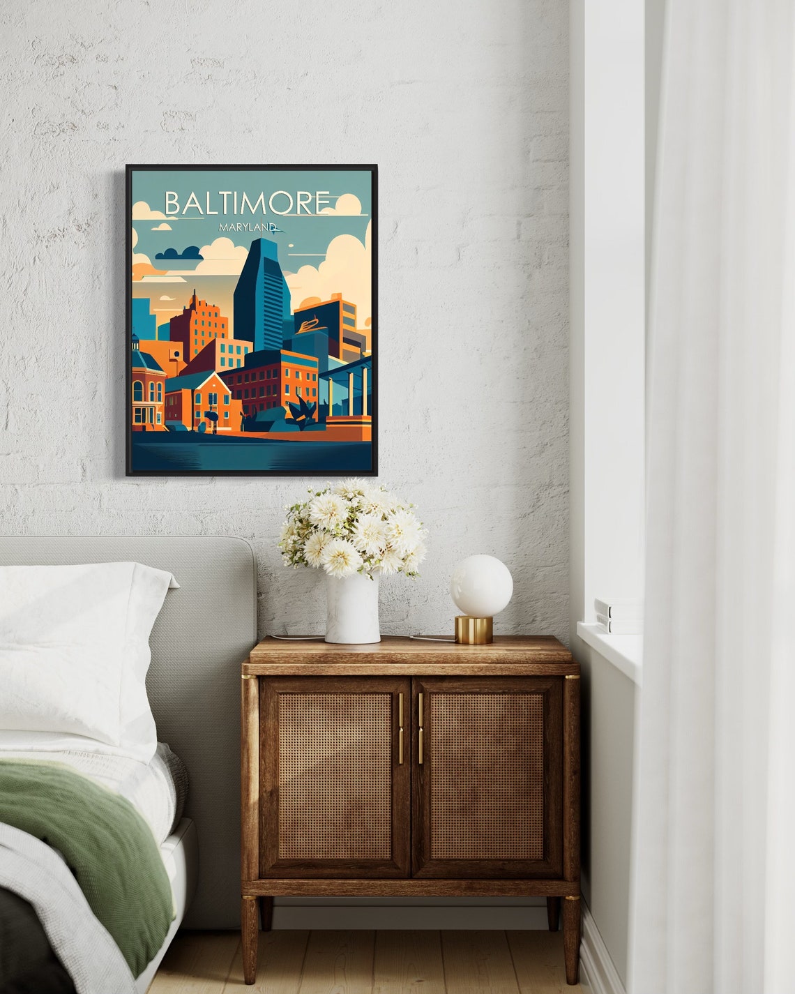 Baltimore Maryland Downtown Skyline Over Harbor Cityscape Poster - Image 3