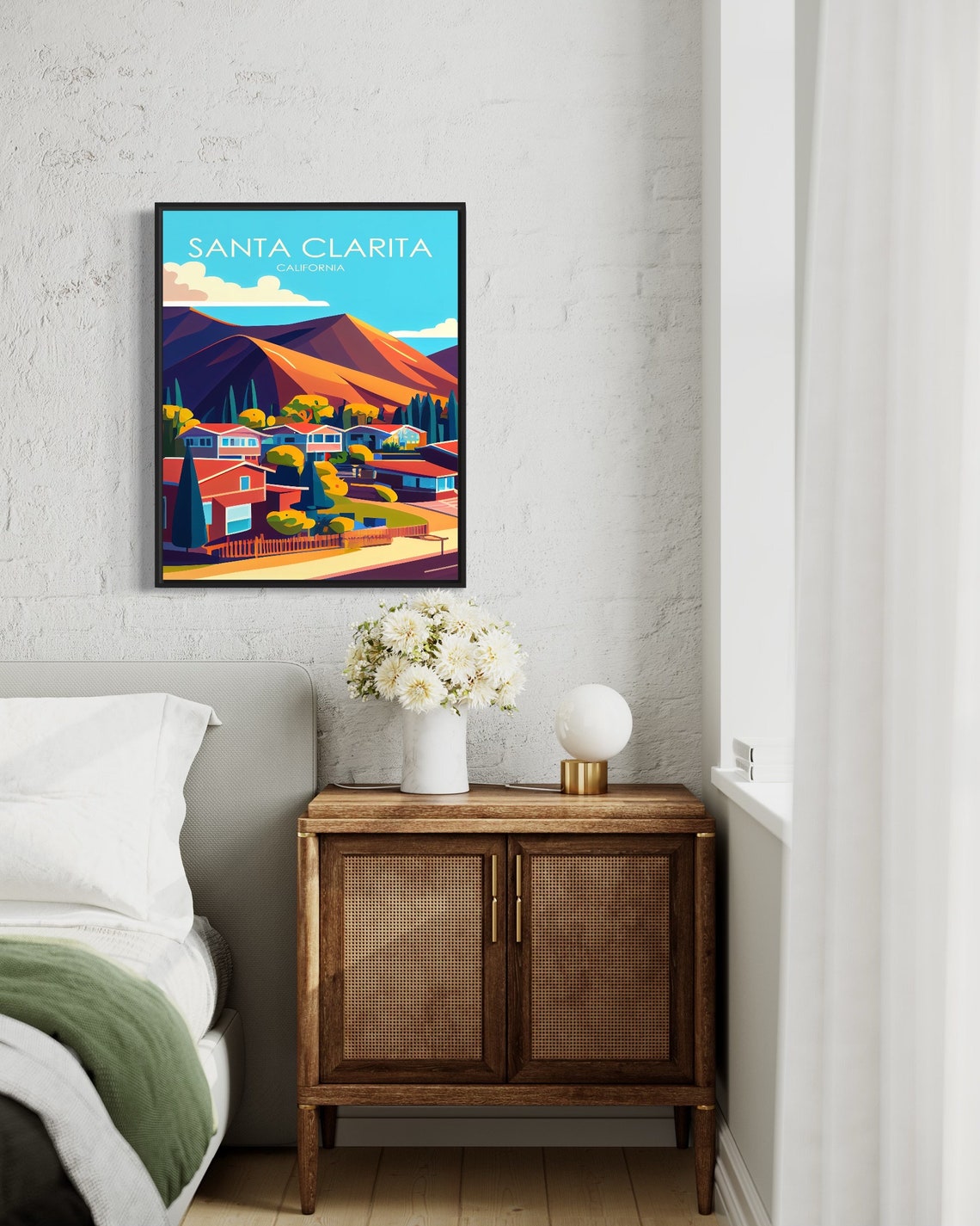 Santa Clarita California Suburb Sunset Mountain View Poster Artwork - Image 2