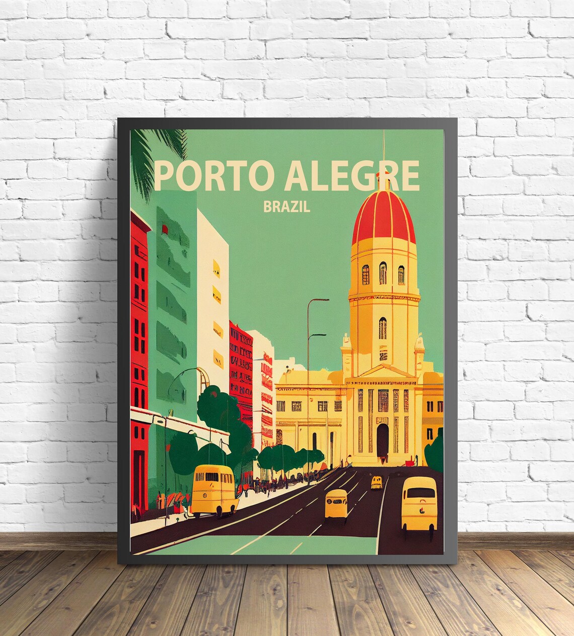 Porto Alegre Brazil Vintage Street Scene Retro Travel Art Poster