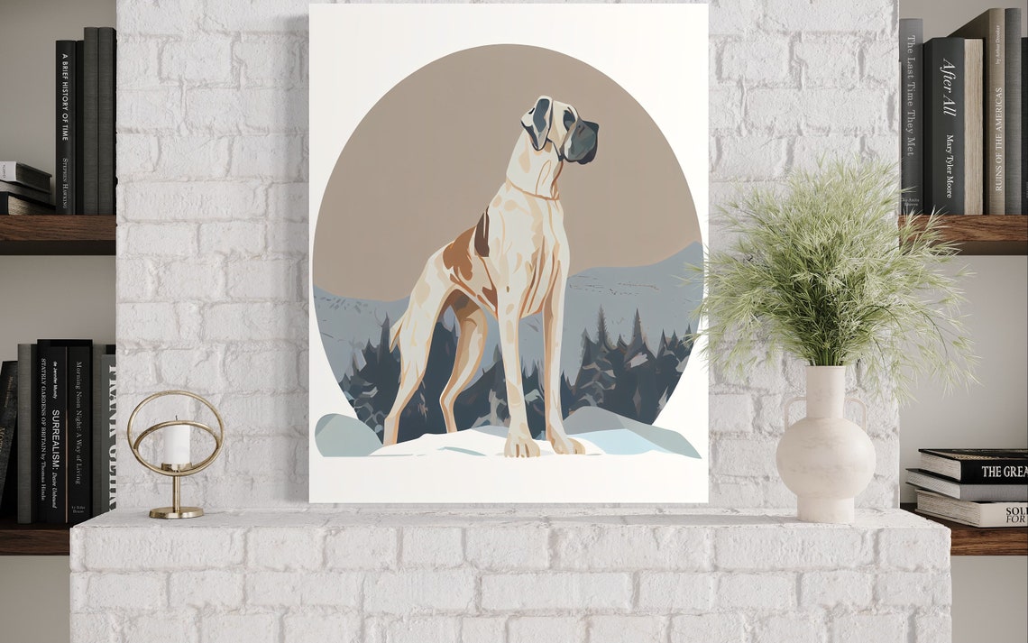 Great Dane Dog Standing Elegant Minimalist Illustration Poster - Image 3