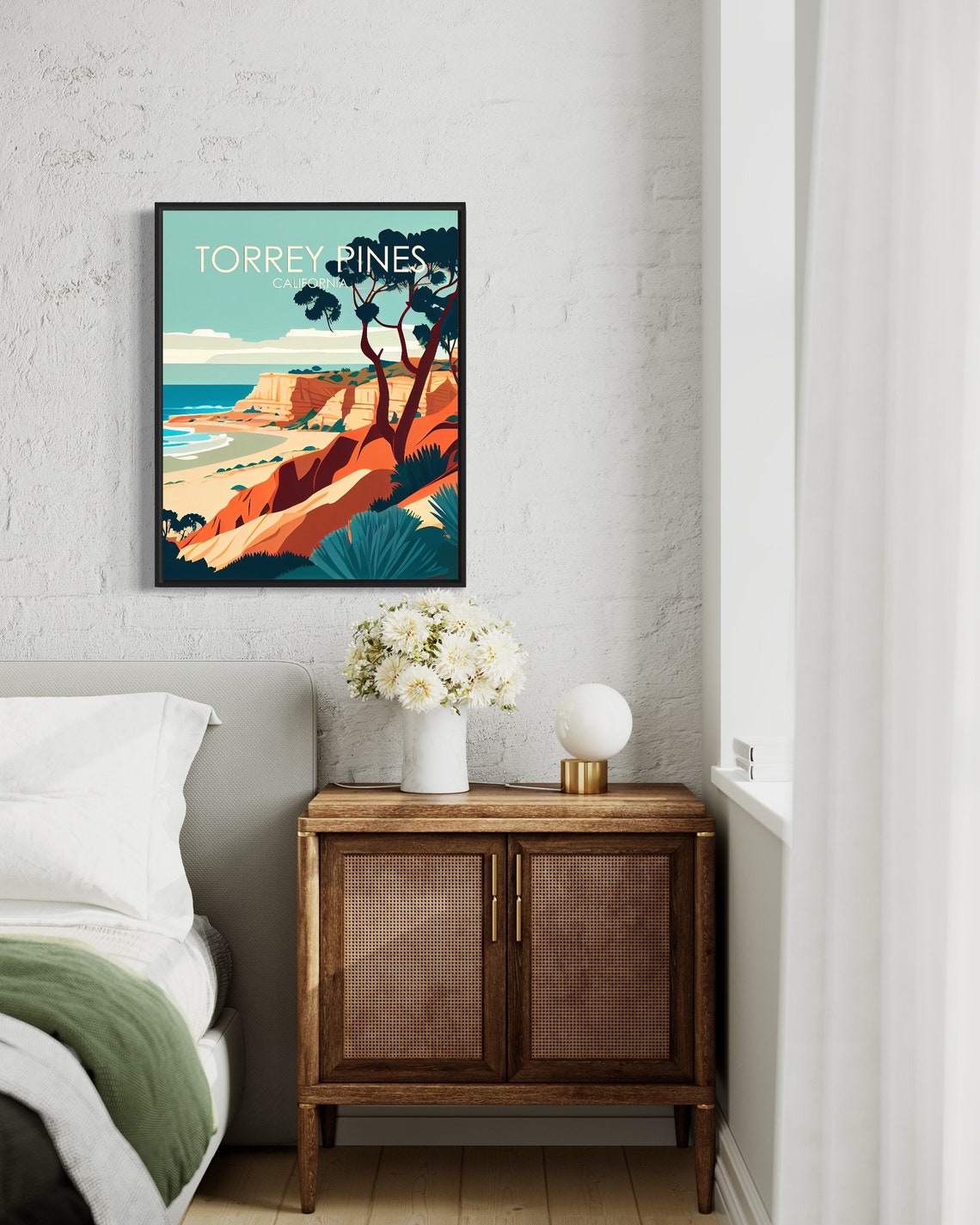 Torrey Pines California Coastal Cliffs Ocean View Beach Travel Poster - Image 2