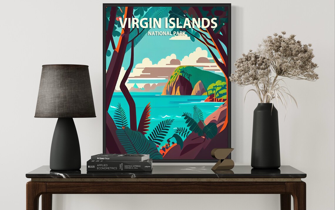 Virgin Islands National Park Tropical Coast Beach Travel Poster - Image 3