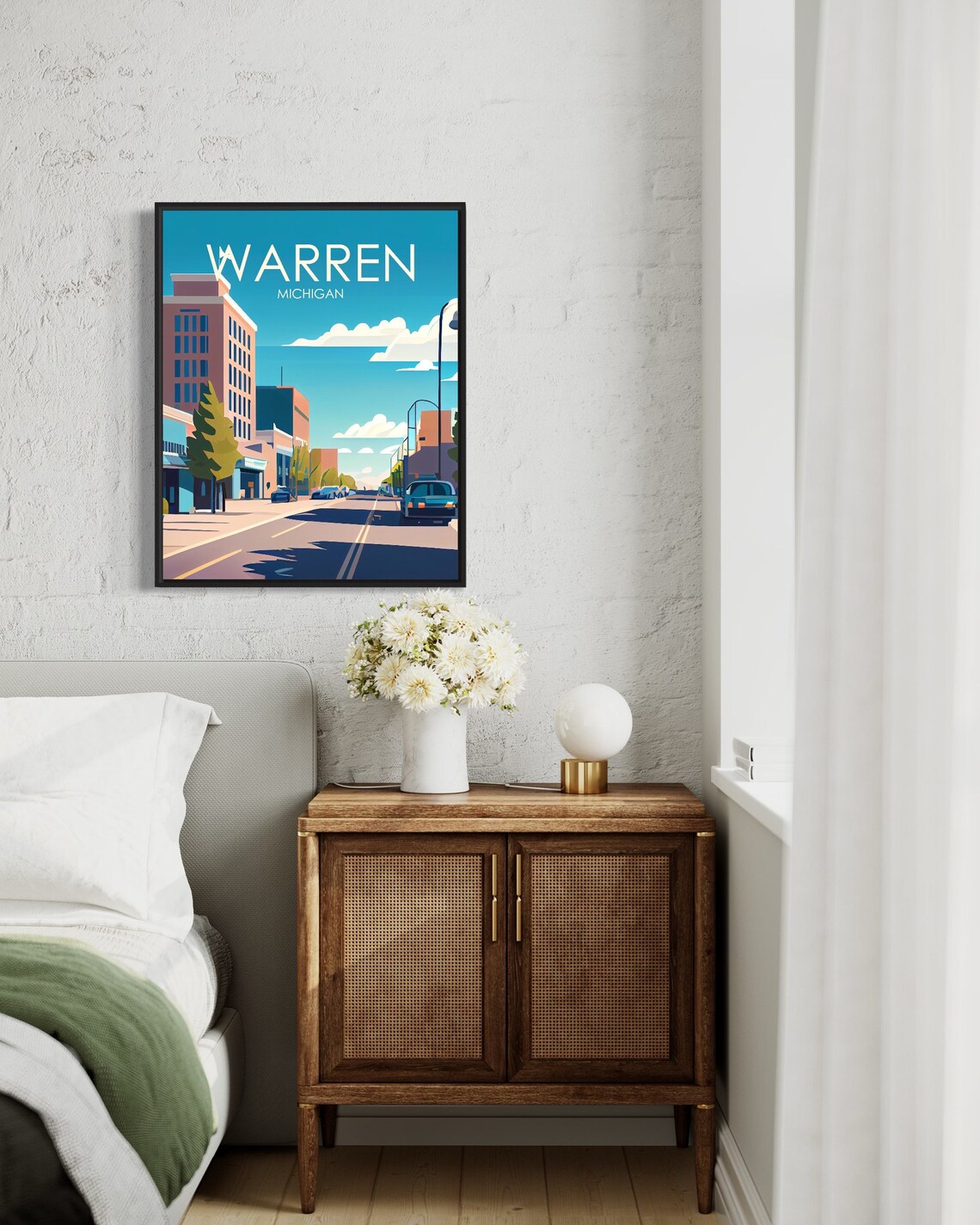 Warren Michigan Downtown Avenue Cityscape Vintage Travel Poster - Image 3