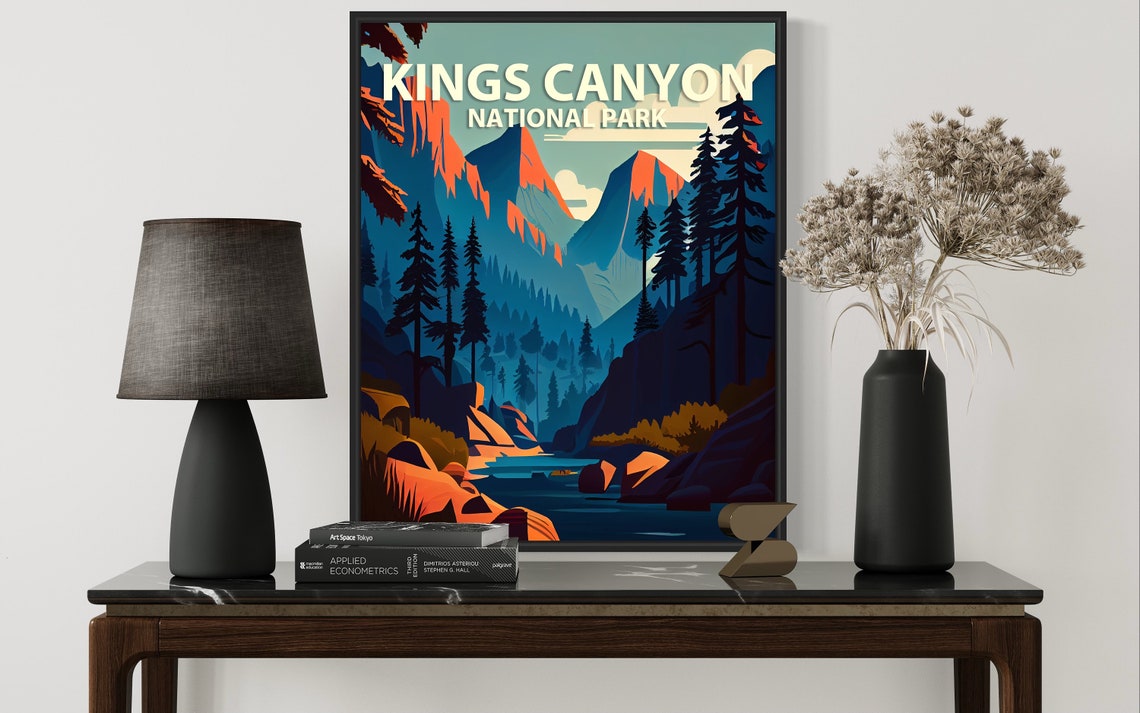 Kings Canyon National Park Pine Forest Canyon Cliffs Retro Poster - Image 3