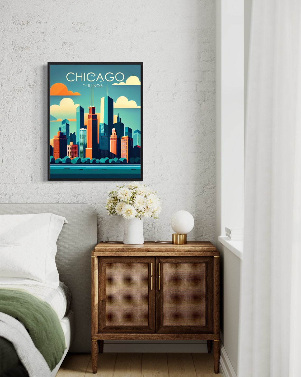 Chicago Illinois Downtown Skyline Willis Tower Vintage Travel Poster - Image 3