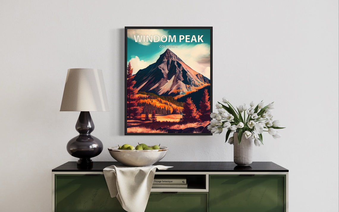 Windom Peak Colorado Sharp Pyramid Summit Fall Retro Travel Poster - Image 3