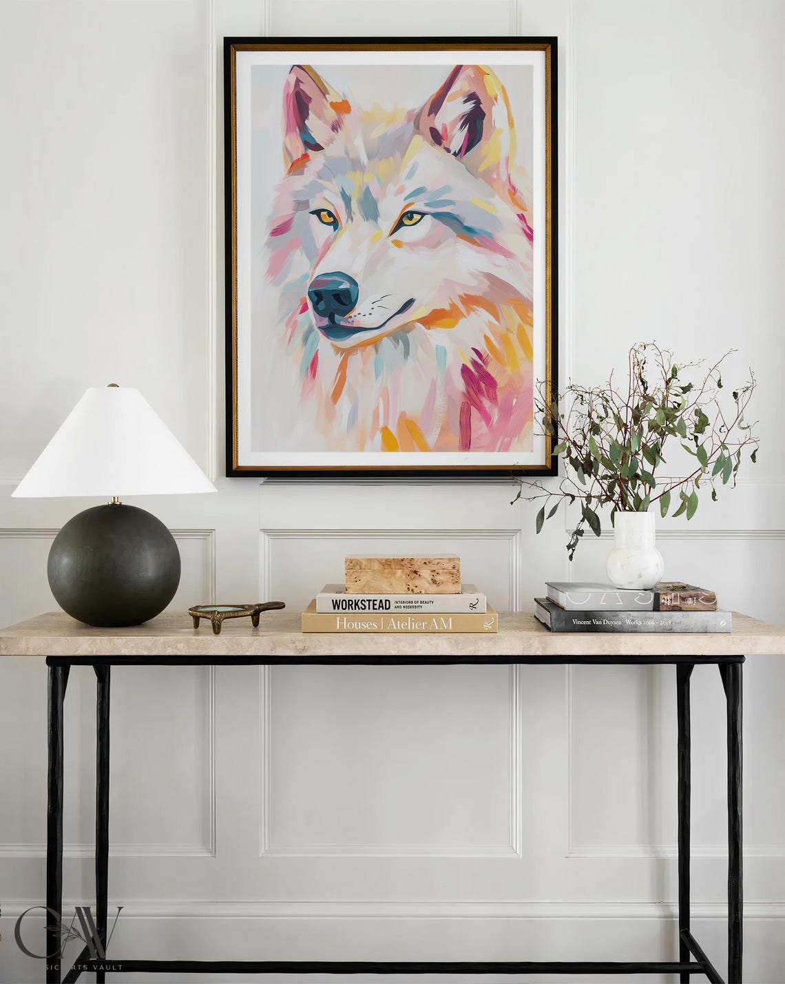 Pastel Rainbow Wolf Head Painting in Soft Colorful Strokes Poster - Image 2