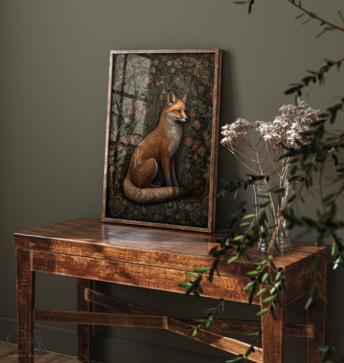 William Morris Inspired Fox Art Print, Nature Style - Image 4