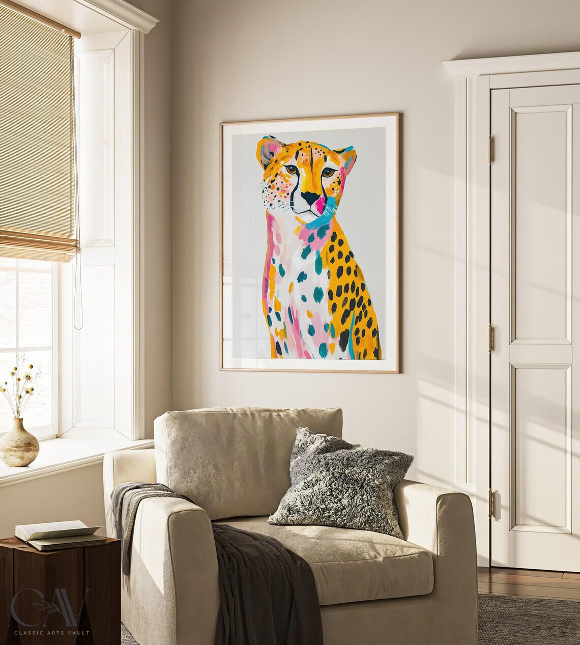 Cheetah Colorful Maximalist Eclectic Animal Portrait, Poster - Image 2