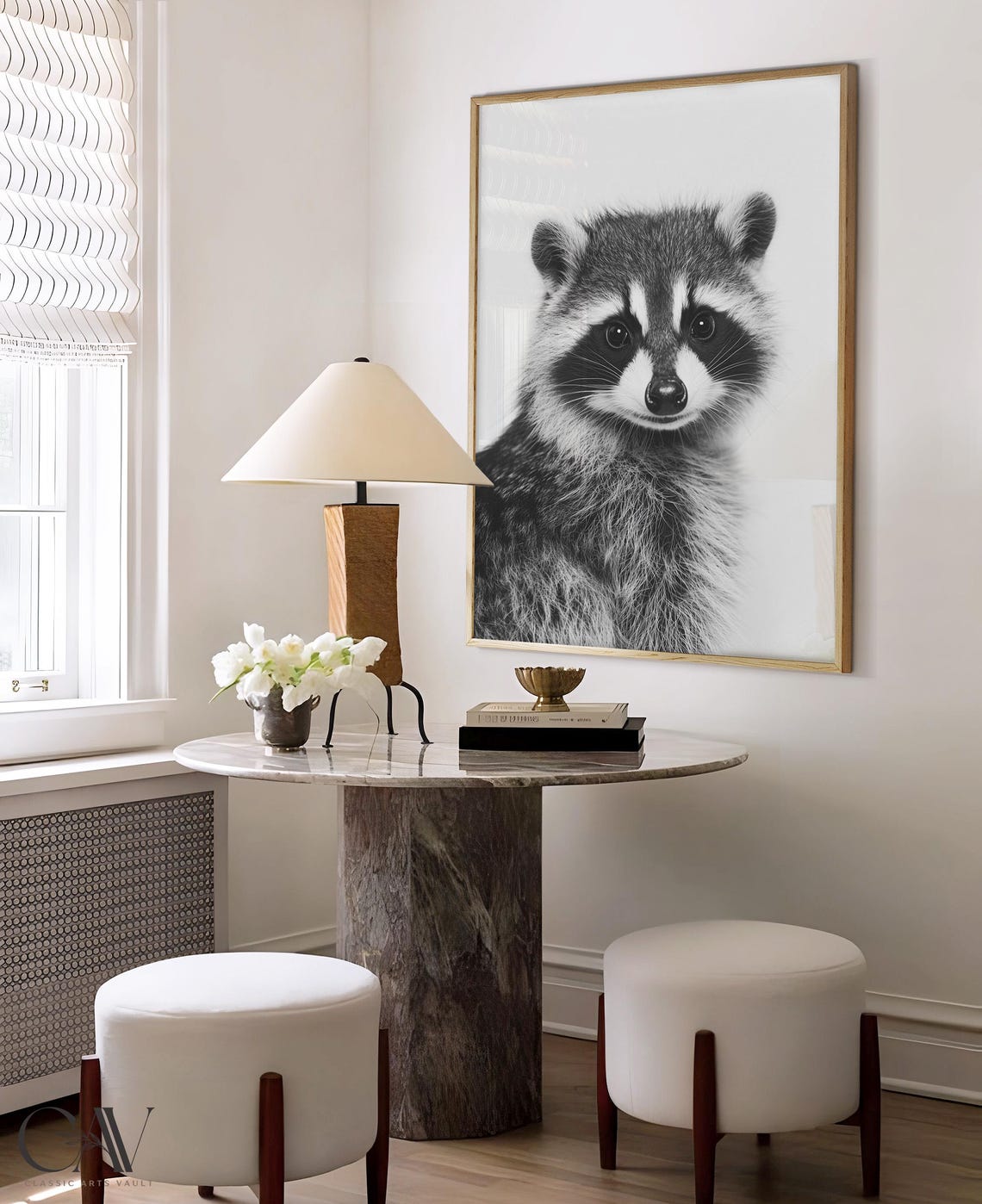Black and White Baby Raccoon Portrait Cute Photography Poster - Image 4