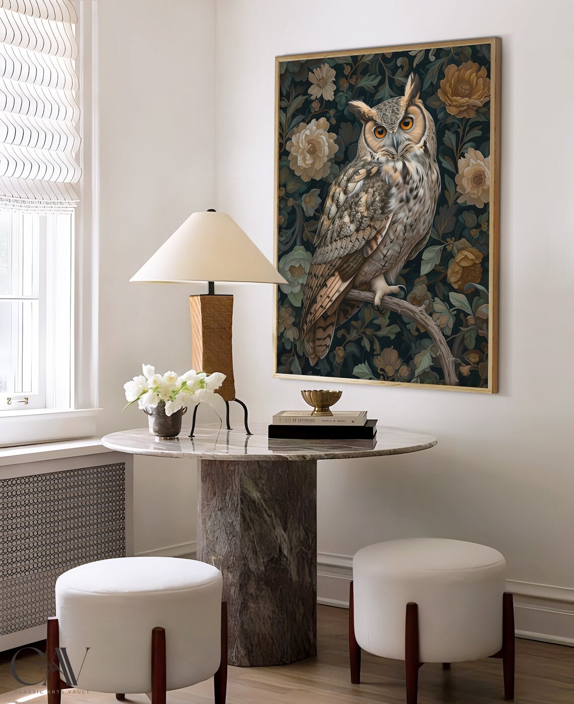 William Morris Inspired Owl Art Print, Forest Bird - Image 4
