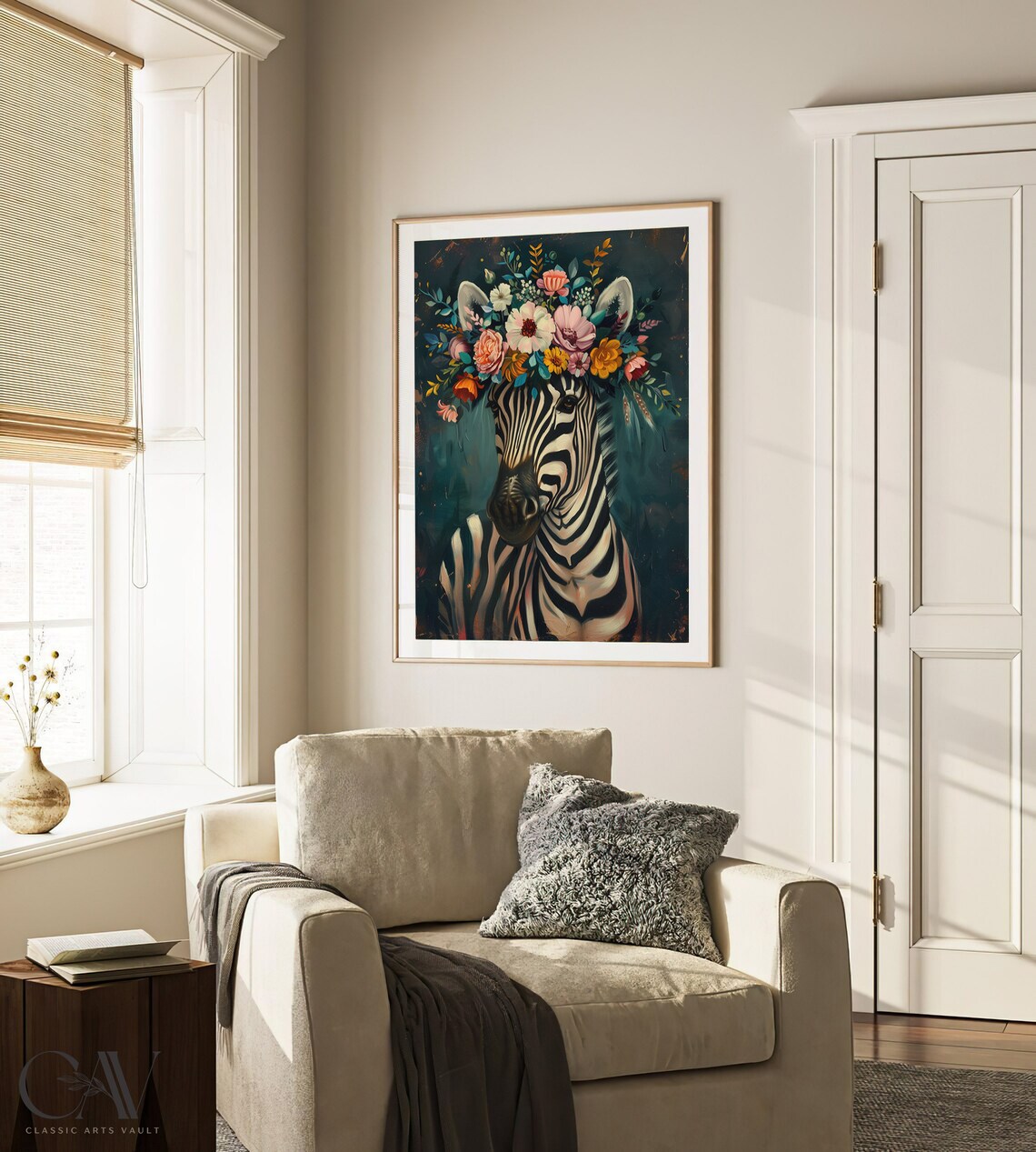Zebra Maximalist Eclectic Animal Portrait Art Print - Image 3