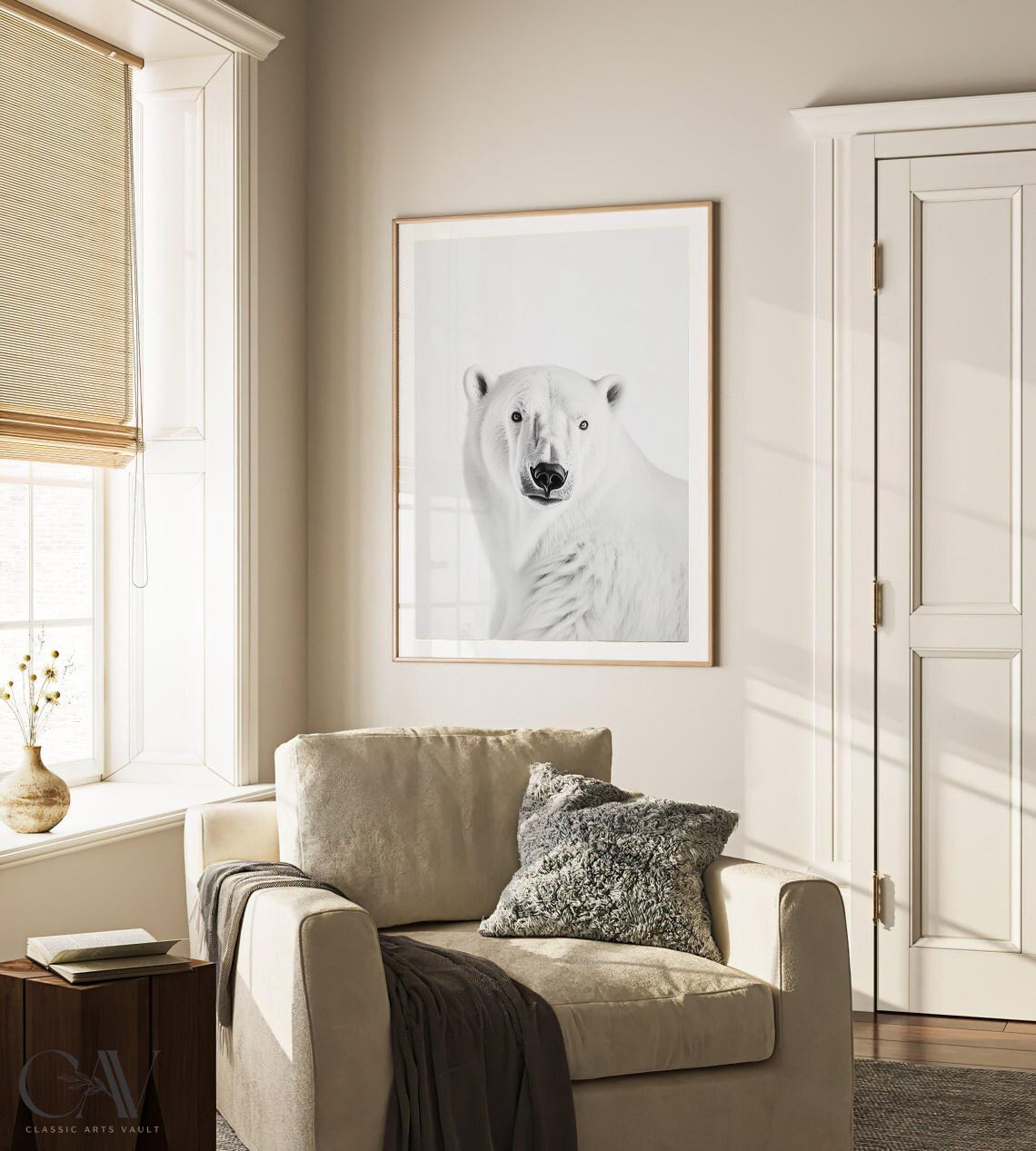 Polar Bear Close Up Black and White Portrait Photography Poster - Image 3