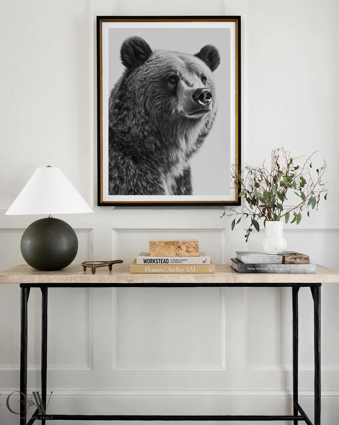 Black and White Brown Bear Profile Portrait Photography Poster - Image 4