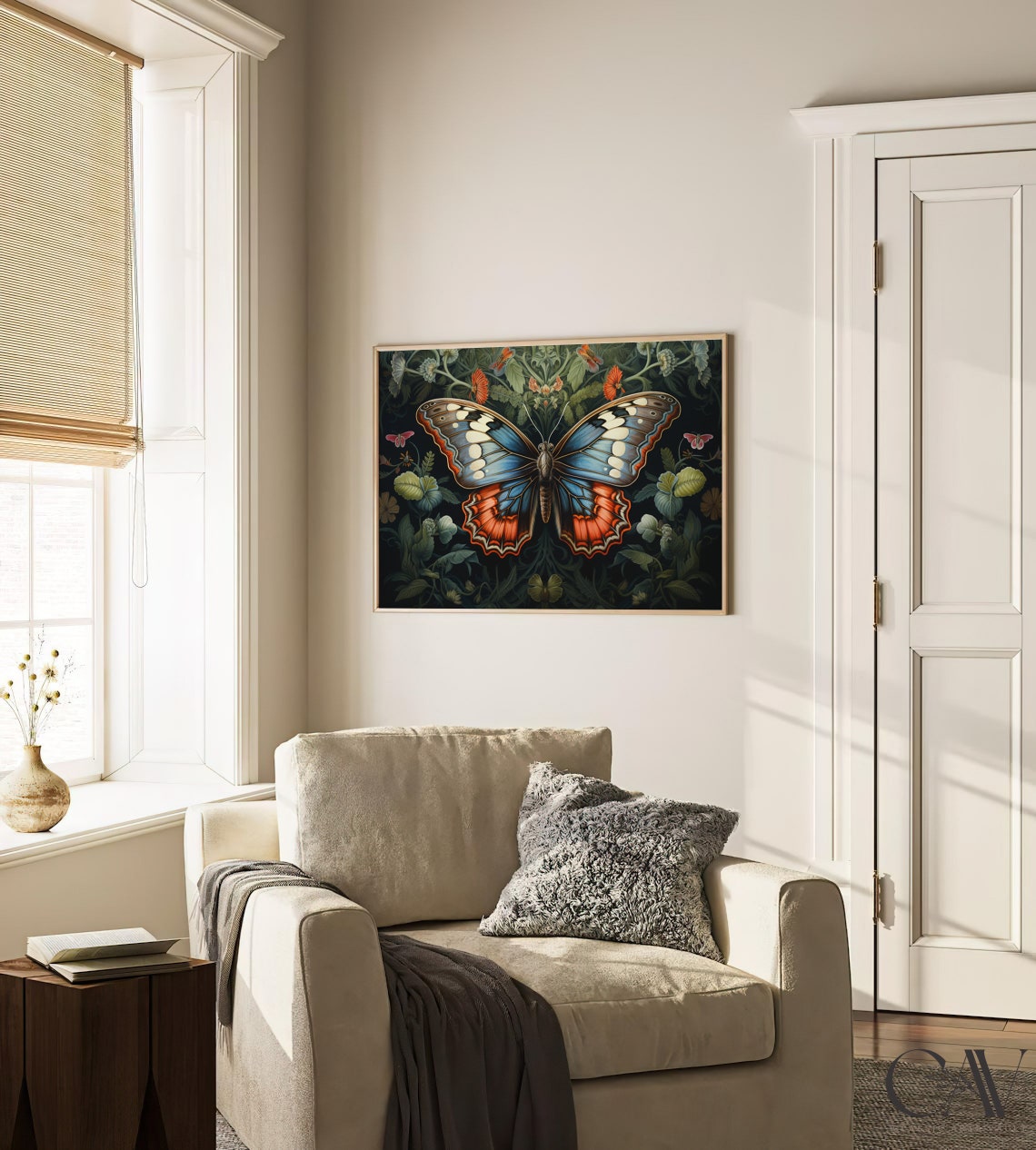 Butterfly Botanical Floral Art Dark Vintage Wall Decor Poster - Image 2