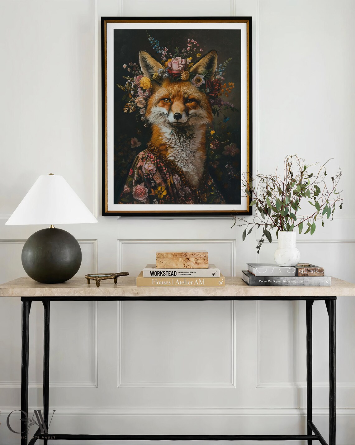 Fox Maximalist Eclectic Animal Portrait Art Print - Image 4