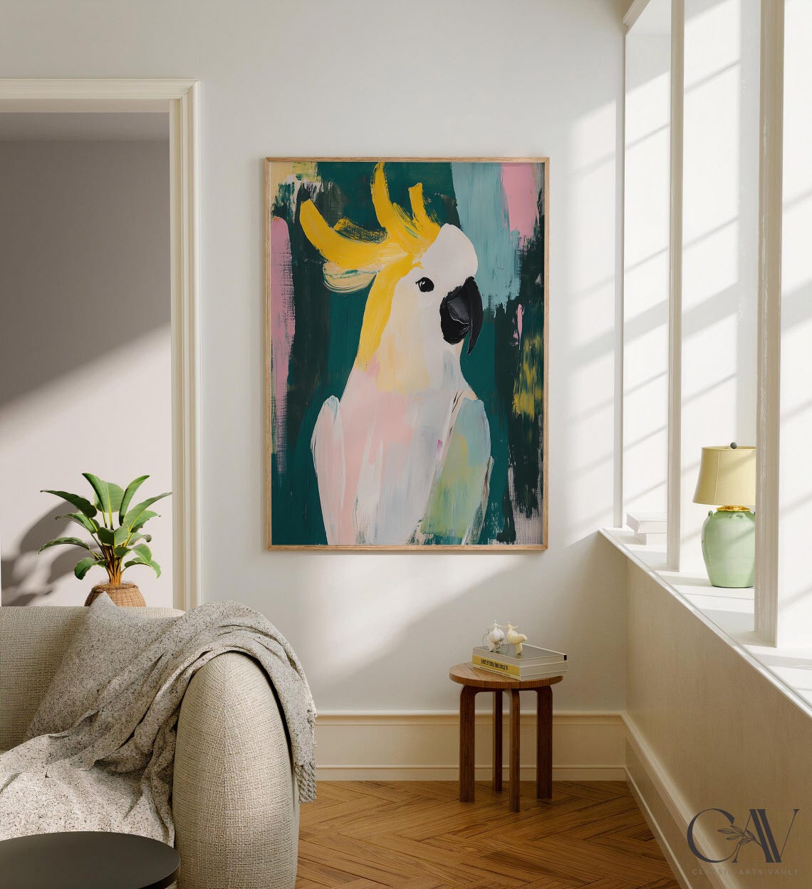 Cockatoo Yellow Crest Abstract Painterly Tropical Art Poster - Image 3