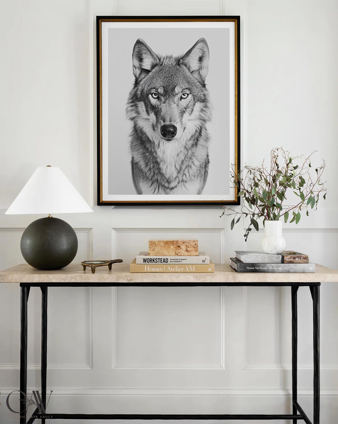 Gray Wolf Black and White Photography Portrait Animal Wall Art - Image 4