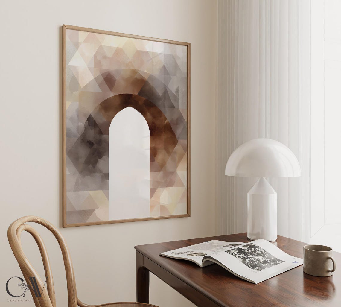 Mosque Arch Neutral Watercolor Art Print