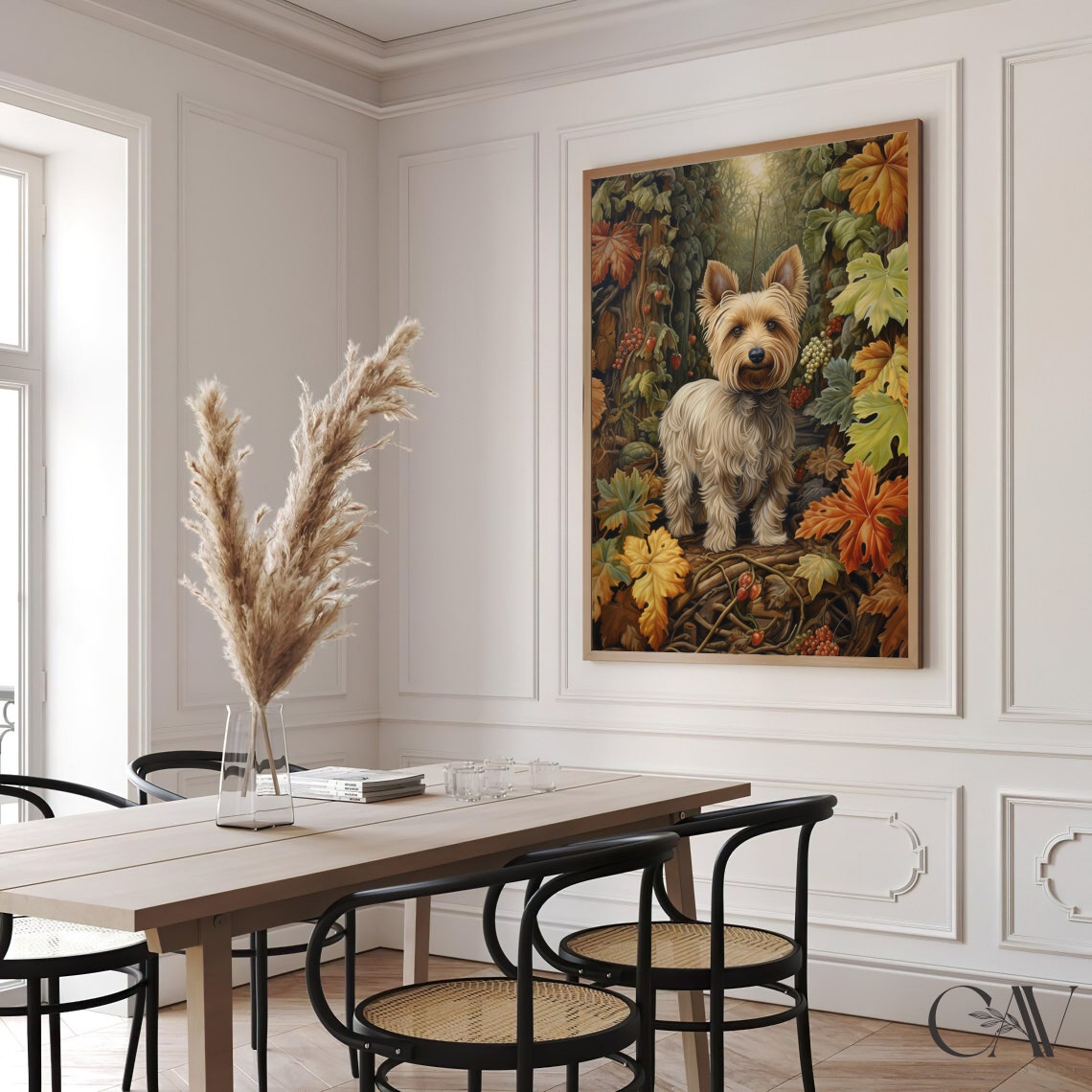 Yorkshire Terrier in Autumn Woodland with Berries Fall Art Print - Image 2
