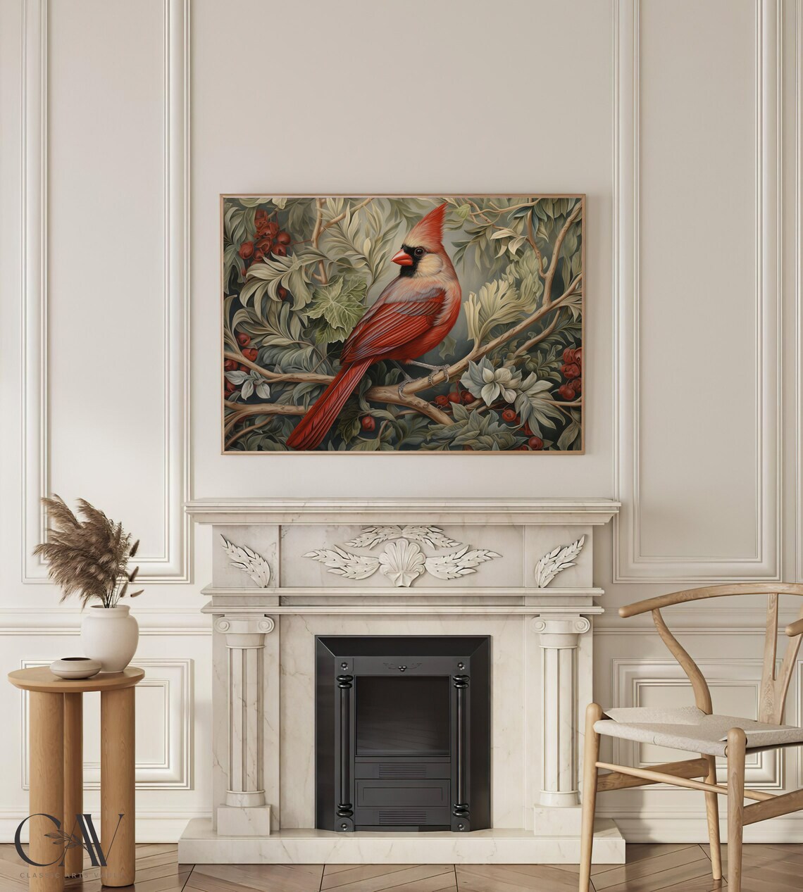 Red Cardinal Songbird Branch Vintage Botanical Bird Art Poster - Image 4