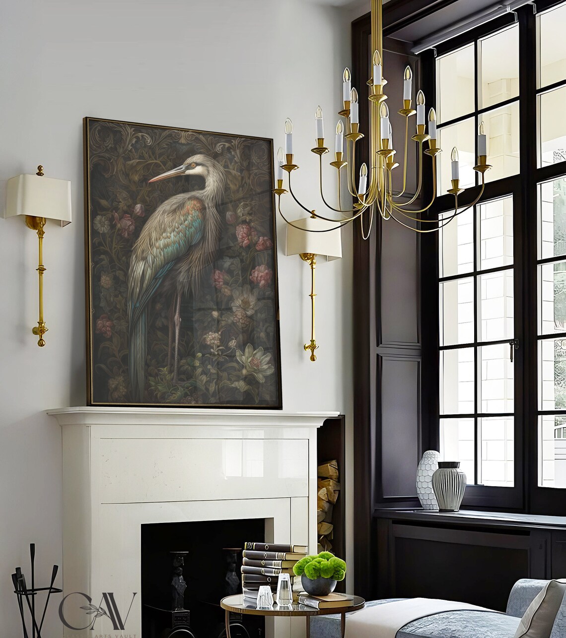 William Morris Inspired Crane Art Print, Arts - Image 2