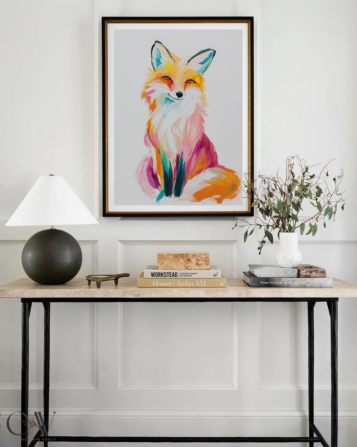 Sitting Fox Colorful Brushstroke Portrait Modern Animal Poster - Image 4