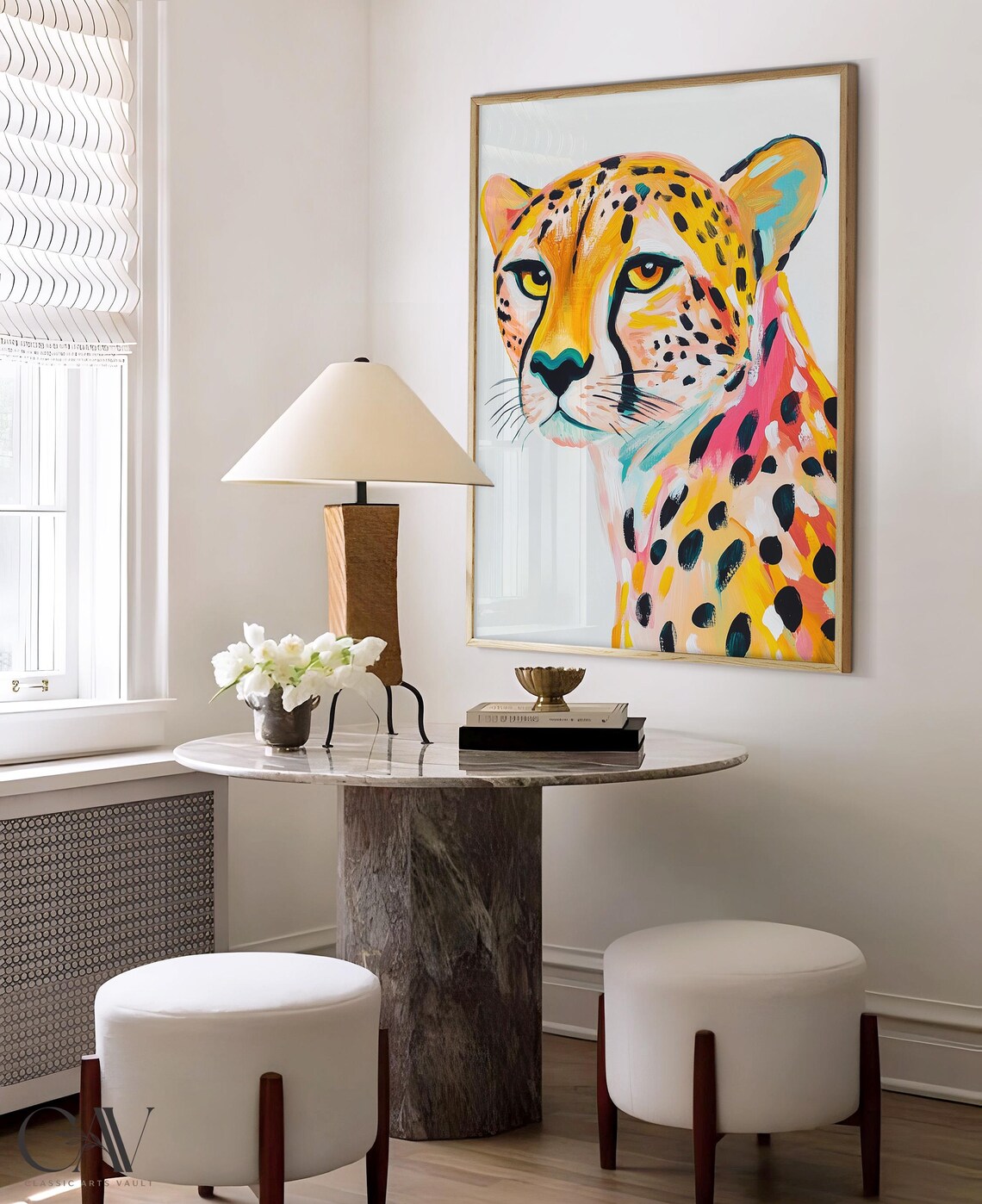 Colorful Cheetah Pop Art Painting Bold Wild Cat Portrait Wall Art - Image 4