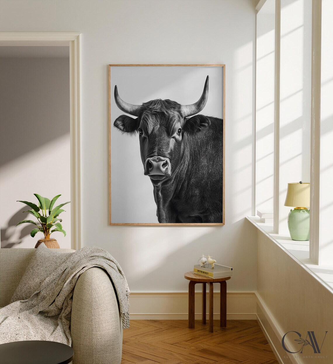 Bull Fashion Magazine Inspired Poster Animal Portrait Photography Print Funny Bathroom Decor Large Wall Art 2757 - Image 2