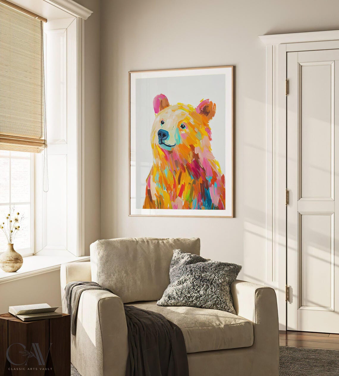 Colorful Bear Portrait Painting Bright Pop Art Animal Wall Art - Image 3