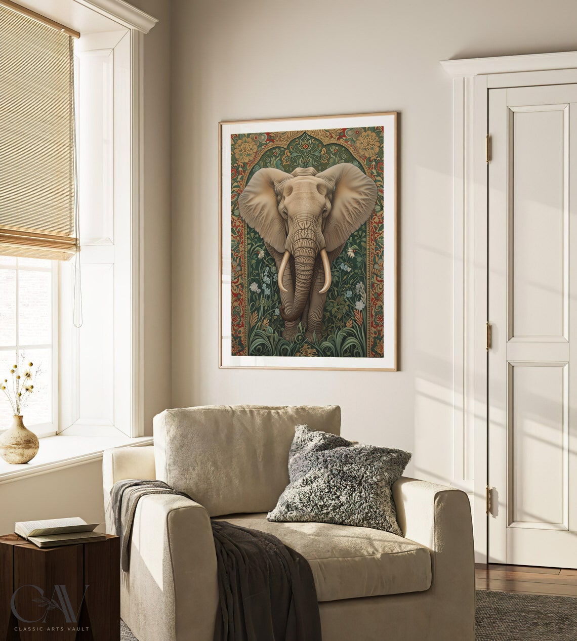Elephant Botanical Arch Morris Style Vintage Wildlife Poster - Image 3