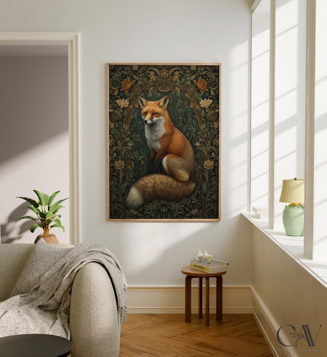 William Morris-Inspired Fox Art Print, Nature Decor