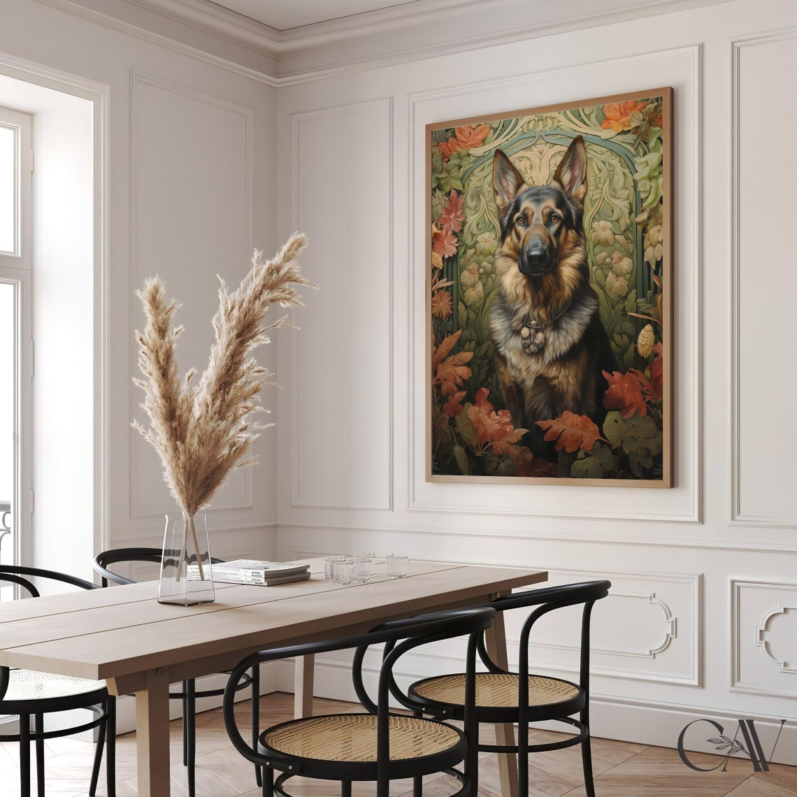 German Shepherd Dog Portrait In Autumn Leaves Archway Poster - Image 3