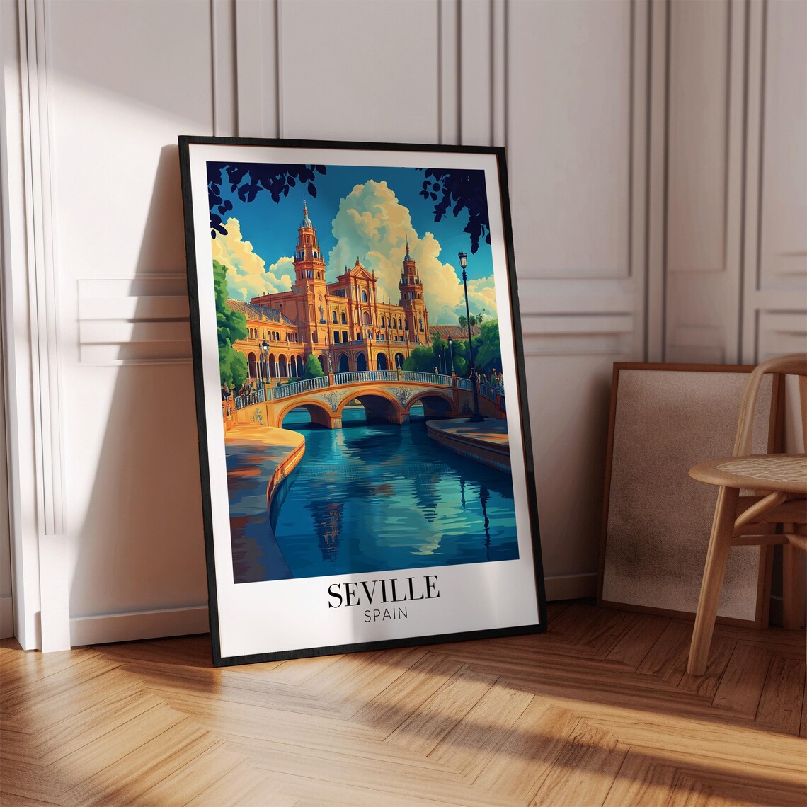 Seville Spain Plaza de Espana Bridge Canal Radiant Travel Poster - Image 2