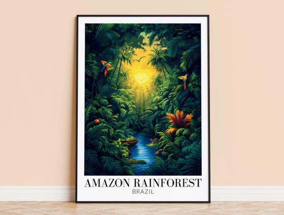 Amazon Rainforest Print Brazil Nature Wall Art Poster Framed Or Unframed Home Decor Wedding And Housewarming Gift Personalised